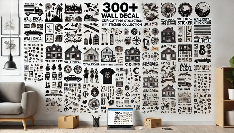 300+ Wall Decal - CDR Cutting Sticker Collection - Versatile Castle & Home-Themed Vinyl Stickers for Creative Personal and Commercial Projects