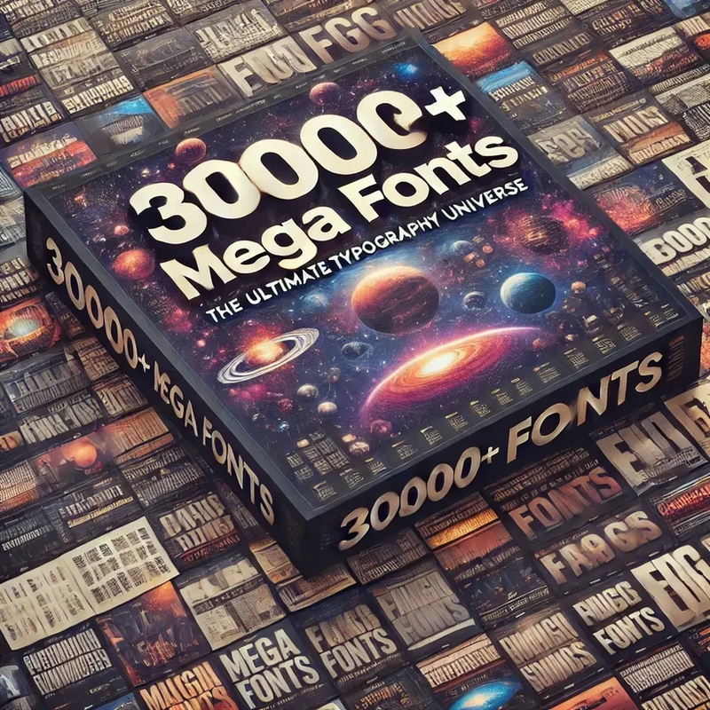 30000+ Mega Fonts - Ultimate Typography Universe - Extensive Font Collection for Creatives and Designers