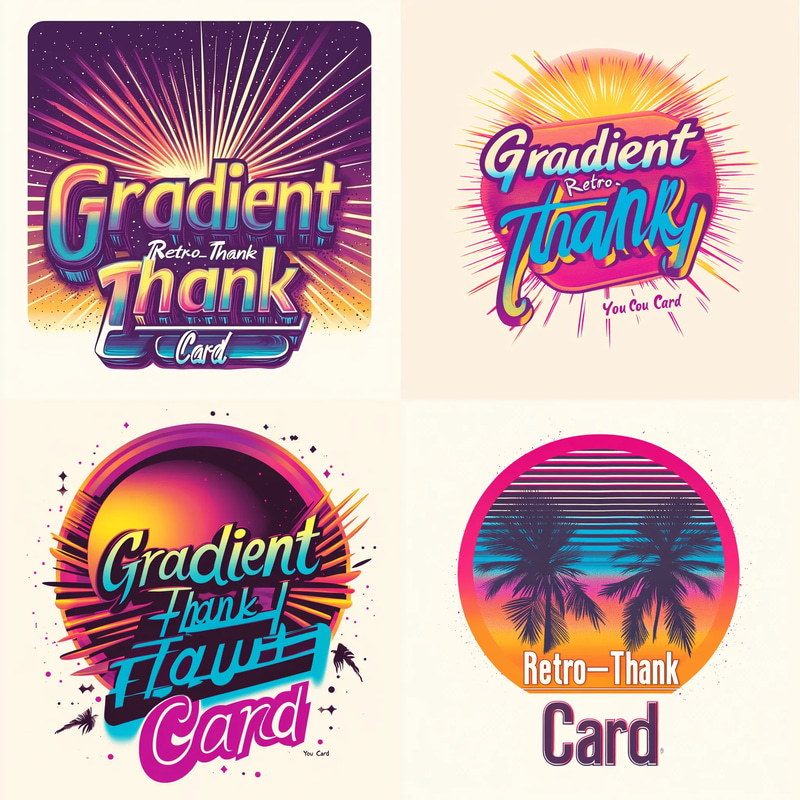 Gradient Retro Thank You Card - Vibrant Vintage Style Greetings for Personal & Professional Appreciation