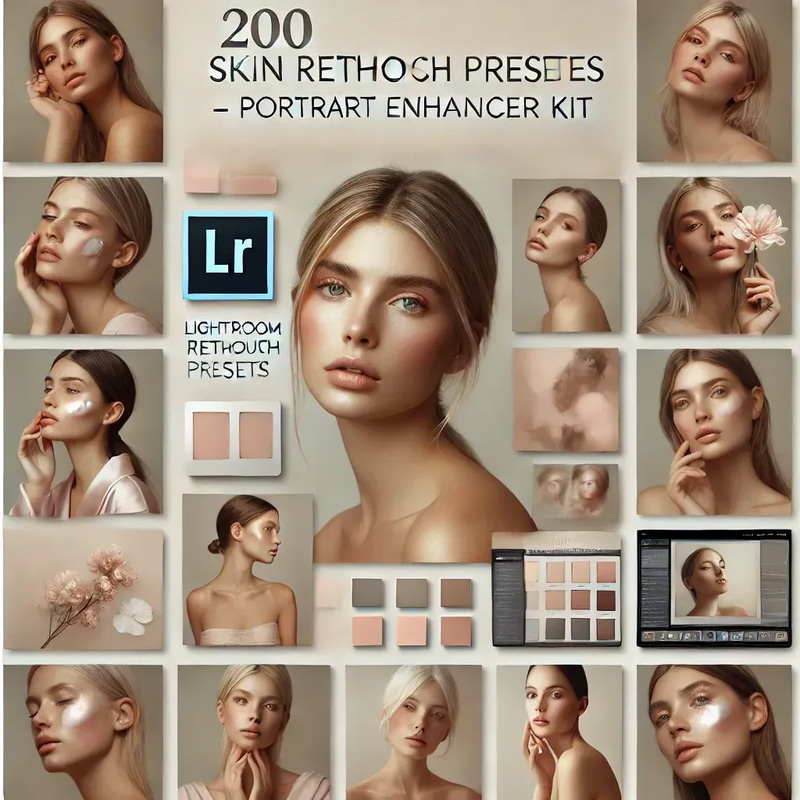 200 Skin Retouch Presets - Portrait Enhancer Kit - Professional Lightroom Presets for Flawless, Natural Skin Enhancements