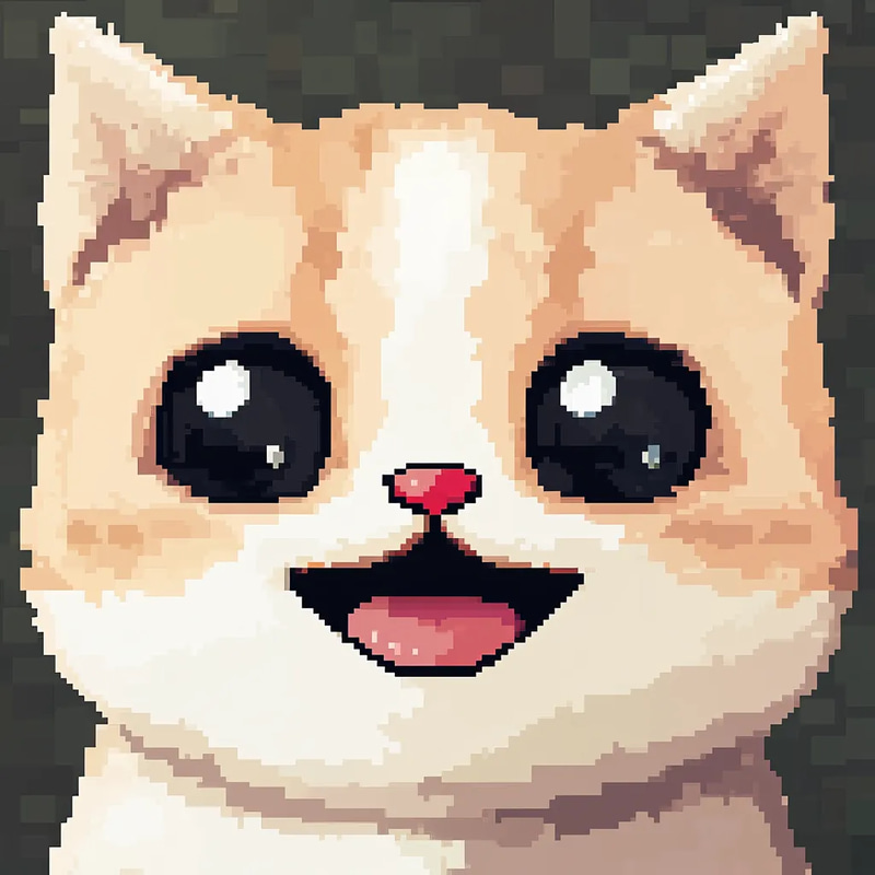 Cartoon Cat Face Pixel Icon - Vibrant Pixel Art Avatars for Creative Digital Projects