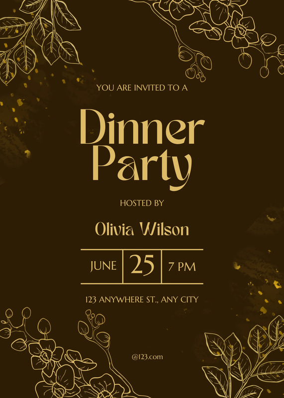 Elegant Leaves Dinner Party Invitation - Refined Botanical Design for Memorable Food Event Invites