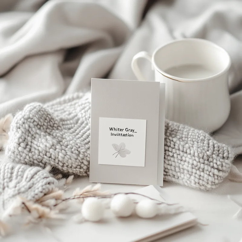 Winter Gray White Fest Invitation - Elegant Seasonal Food-Themed Invitation for Winter Events and Festive Gatherings