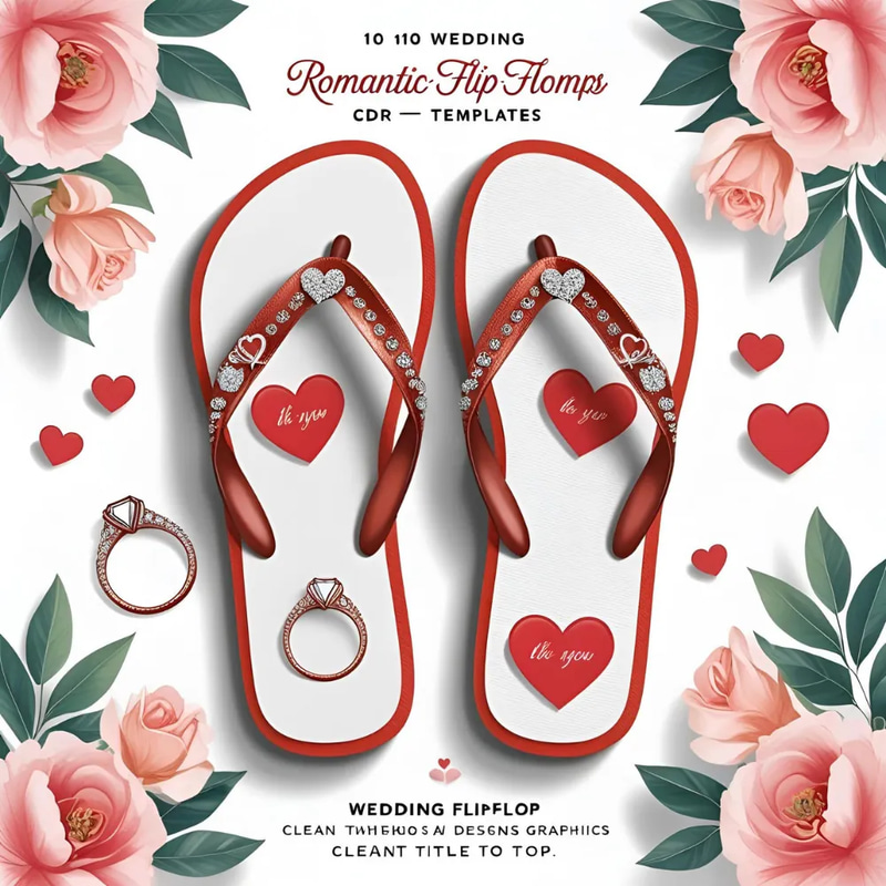 10 Wedding Flip-Flop Templates - CDR Format - Elegant Vector Designs for Bridal Events and Custom Invitations