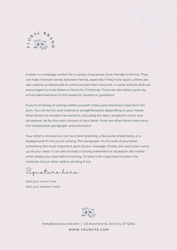 Black & White Elegant Floral A4 Letterhead - Sophisticated Business Stationery Template for Polished Office Branding