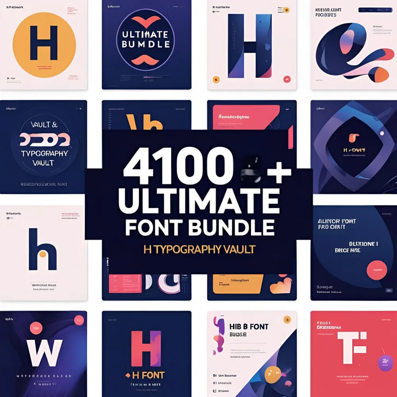 4100+ Ultimate Font Bundle - H Typography Vault - Premium Font Collection for Designers and Brands