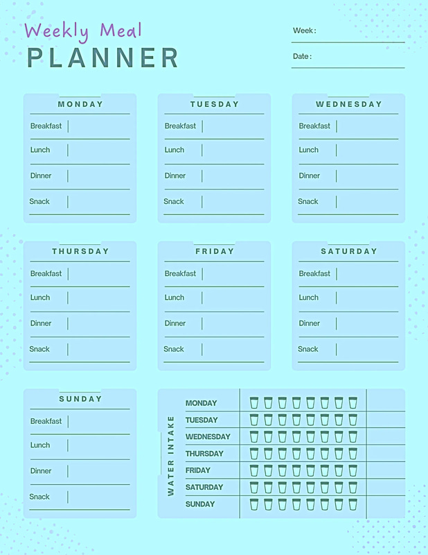 Weekly Meal Planner - Sage & Beige Modern Layout - Streamlined Health & Fitness Planning Template for Professionals and Wellness Enthusiasts