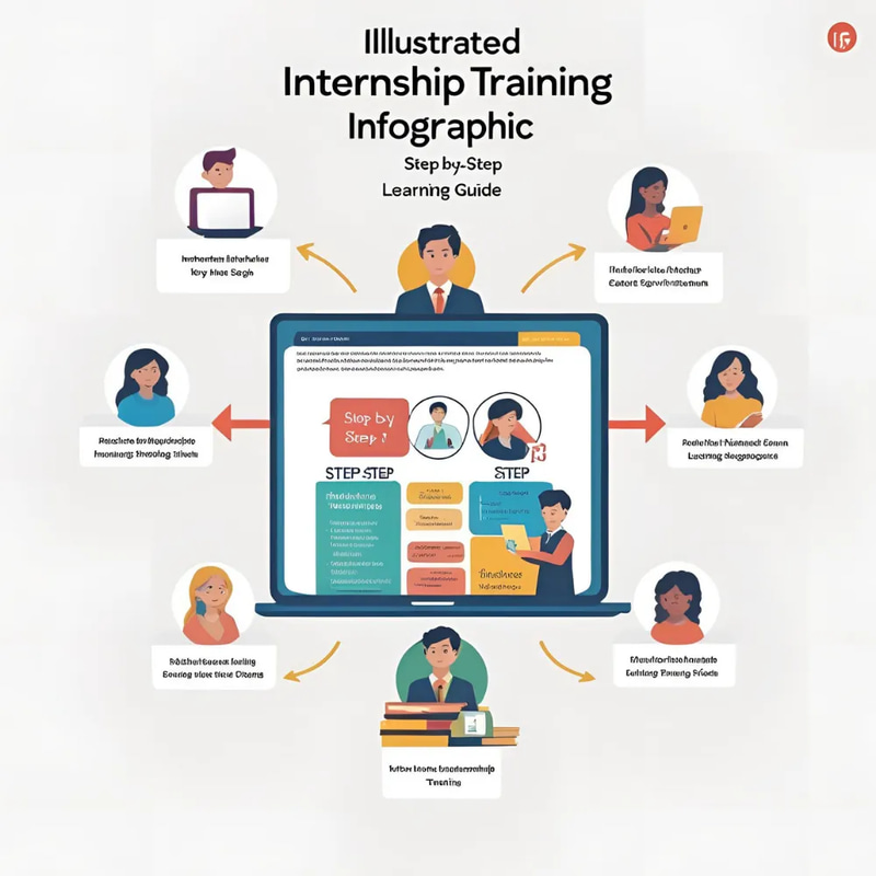 Illustrated Internship Training Infographic - Step-by-Step Learning Guide - Engaging Visual Infographic for Effective Internship Onboarding and Training