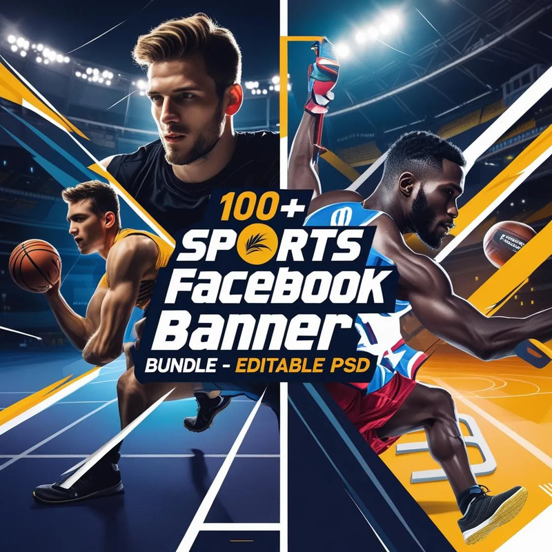 100+ Sports Facebook Banners Bundle - Editable PSD - Dynamic BlueWave Ad Templates for Engaging Social Campaigns