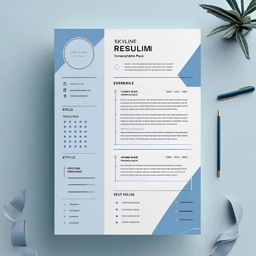 Skyline Resume Light Blue Template Editable Pack - Professional Business CV Designs for Career Growth and Easy Customization