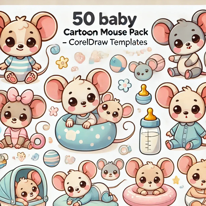 50 Baby Mickey Mouse Vector Pack - Playful Cartoon CorelDRAW Templates for Creative Designers and Fun Projects