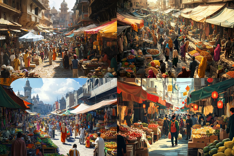 Panoramic City View Bustling Urban Landscape - Cinematic Photographic Wall Art for Contemporary Spaces