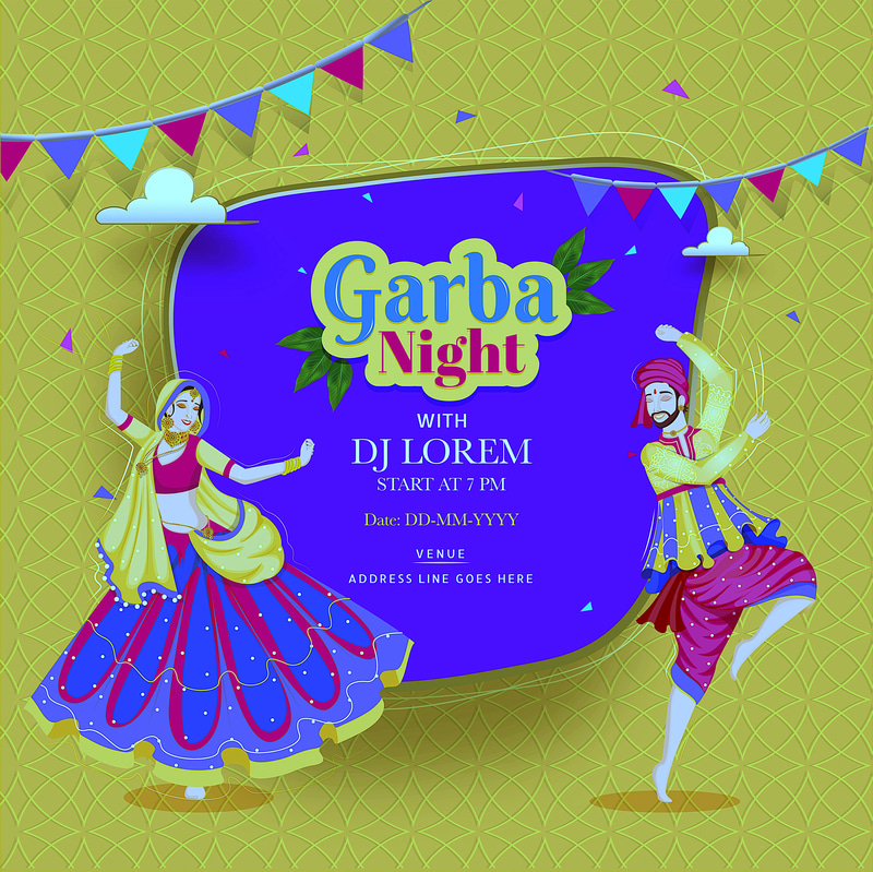 Garba Night Poster - Dance Celebration Flyer - Vibrant Festival Invitation for Cultural Events & Social Gatherings