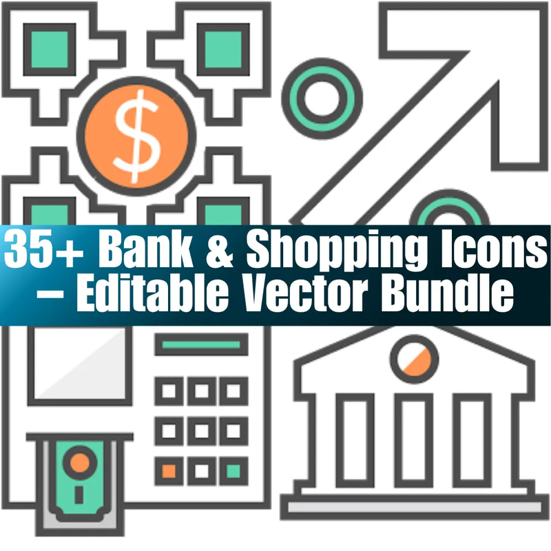 35+ Bank & Shopping Icons - Editable Vector Bundle for Designers and Marketers