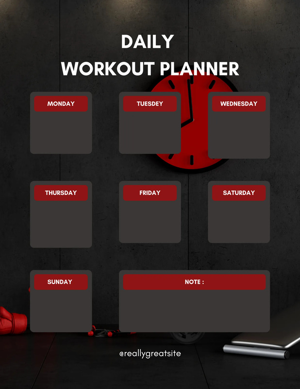 Red & Black Simple Exercise Planner - Clean Workout Plan Templates for Fitness Pros and Lifestyle Enthusiasts