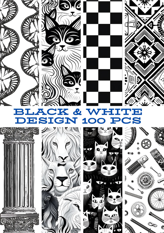 100 Monochrome Graphic Impact Patterns - Bold Distressed Textures for Designers and Creators