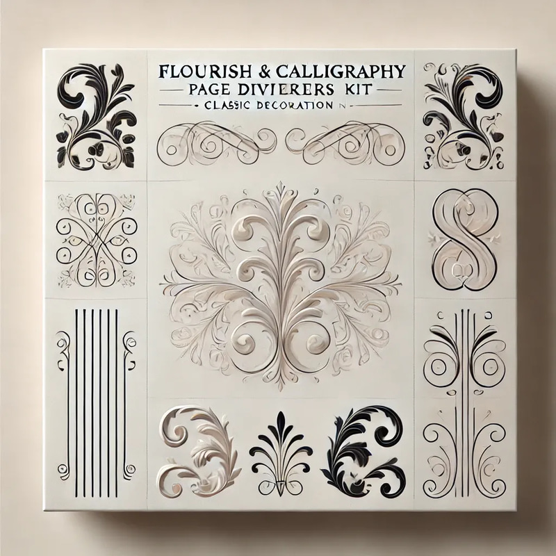 Flourish & Calligraphy Page Dividers - Classic Decoration Kit - Elegant Borders for Refined Design Projects and Print Materials