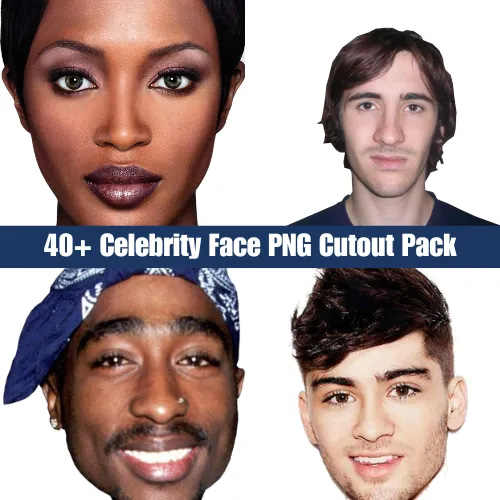 40+ Celebrity Face PNG Cutout Pack - Premium Celebrity Portraits for Creative Projects and Content Makers 2025