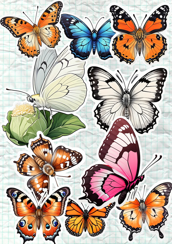 Flutter Magic Butterfly Set - Vibrant Animal & Pet Stickers for Creative Projects and Personal Expression