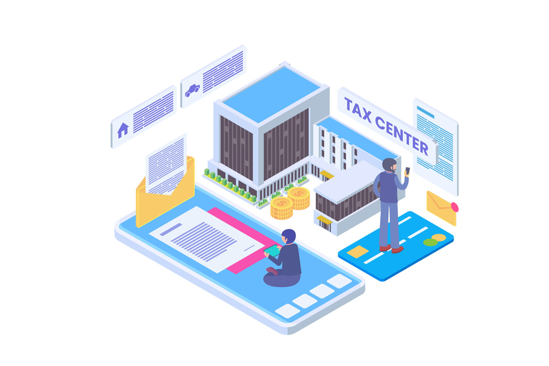 Online Tax Center Isometric Vector Design - Clean Business Finance Illustration for Professional Use and Digital Branding