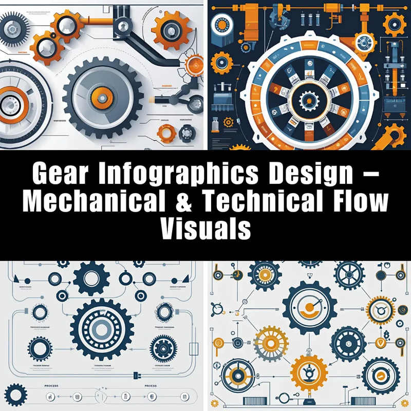 Gear Infographics Design - Mechanical and Technical Flow Visuals for Engineers and Presentations