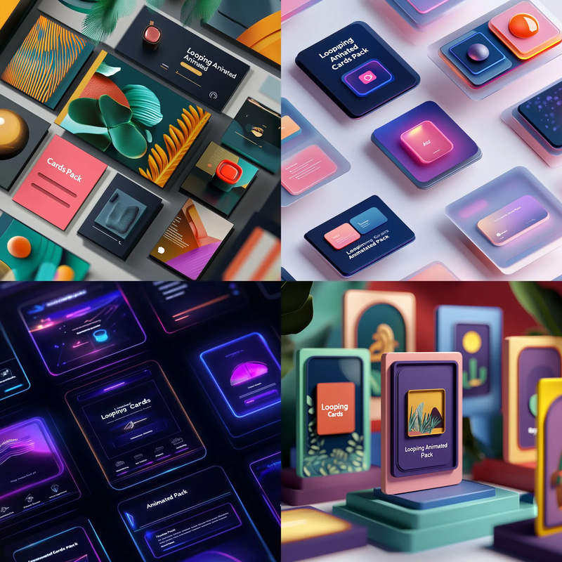 Looping Animated Cards Pack - Dynamic 3D Template Collection for Creators and Marketers