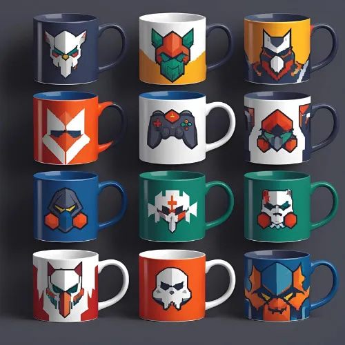 40+ Gaming Mug Artwork Bundle - PixelNest Collective - Vibrant Digital Designs for Gamer Merch and Creative Projects