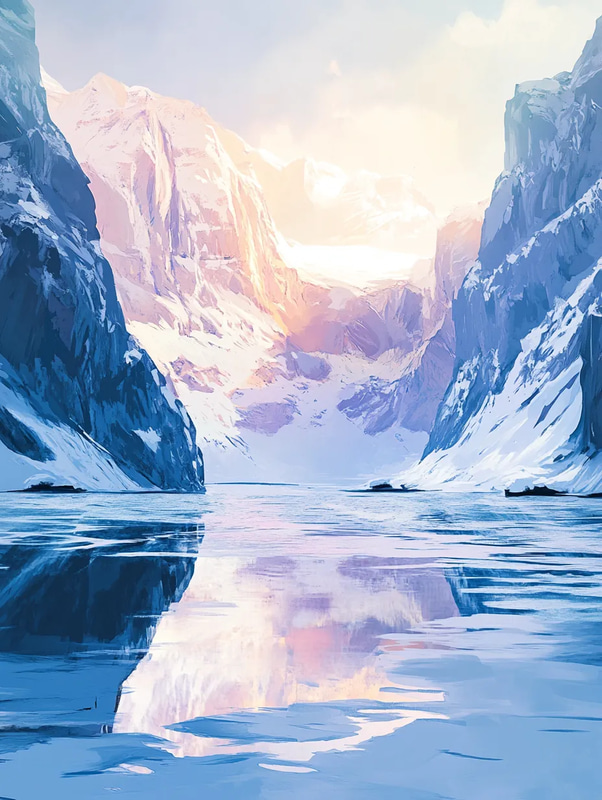 Frozen Lake Reflection - Serene Winter Landscape Art for Tranquil Spaces and Creative Interiors