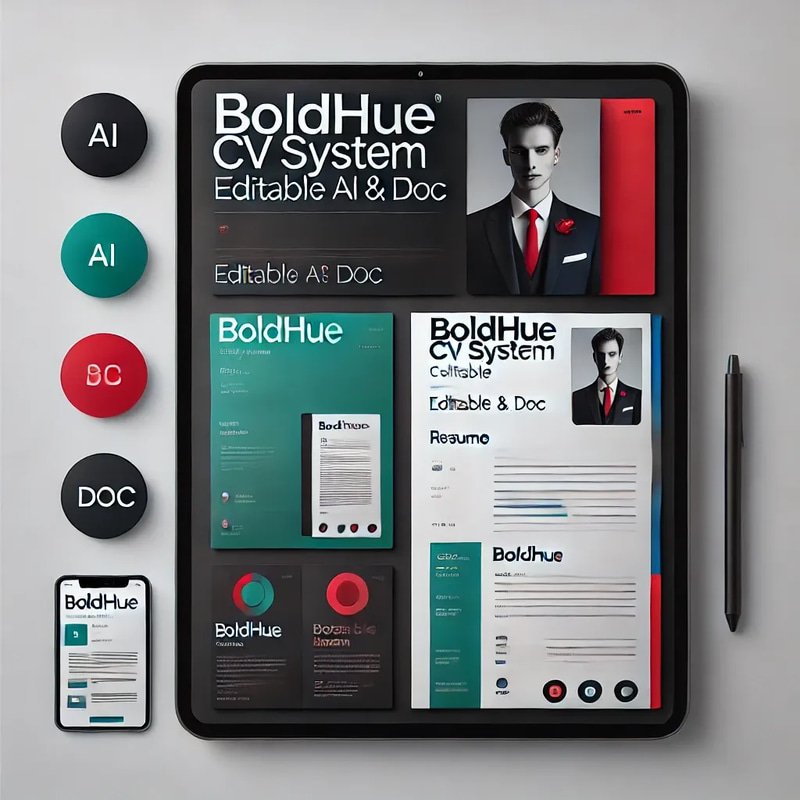 BoldHue CV System - Editable AI & DOC - Modern Business Resume Templates for Professionals and Agencies