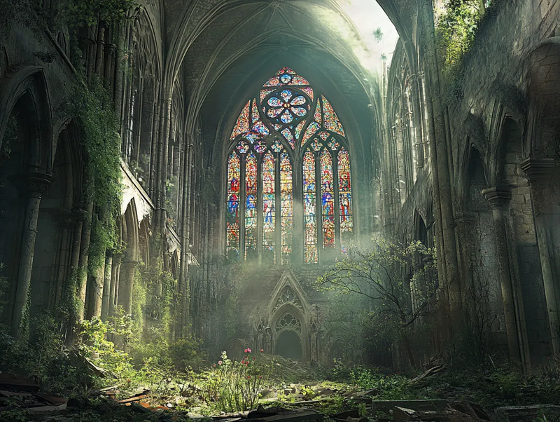 Hollow Faith Shattered Sanctuary - Digital Post-Apocalyptic Environment Art for Immersive Storytelling and Game Design