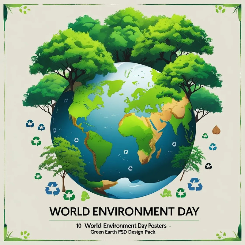 10 World Environment Day Posters - Green Earth PSD Designs for Impactful Eco Campaigns & Brand Awareness