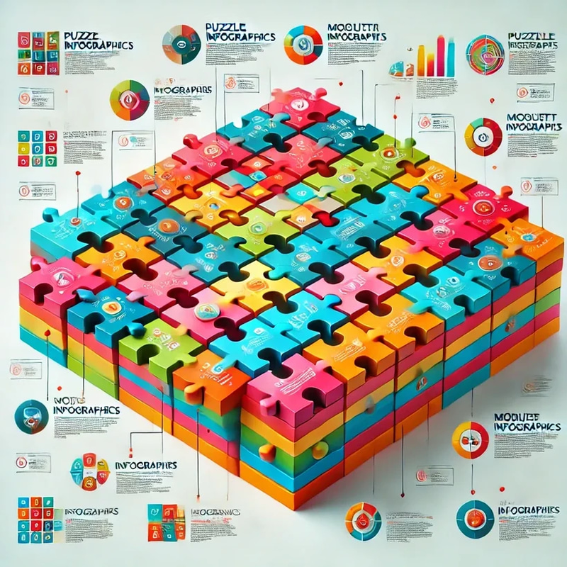 Puzzle Infographics - Modular Concept Visualization Design - Versatile Infographic Templates for Modern Presentations and Data Storytelling