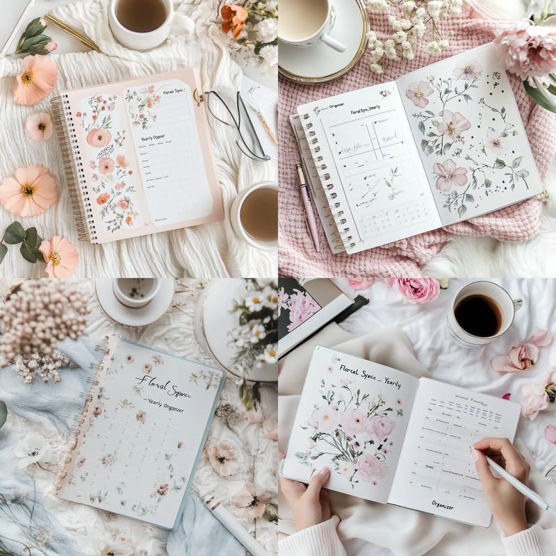Floral Masterplan Annual Education Planner - Elegant Yearly Organizer for Educators and Academic Success