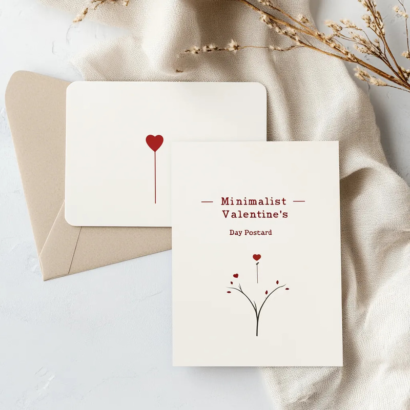 Minimalist Valentine's Day Postcard - Elegant Love Note Design for Personal and Business Greetings