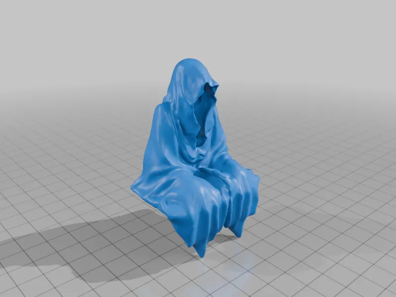 Ghostly Phantom Sitting Pose - 3D Printable Model for Artists and Designers with Ethereal Minimalist Style
