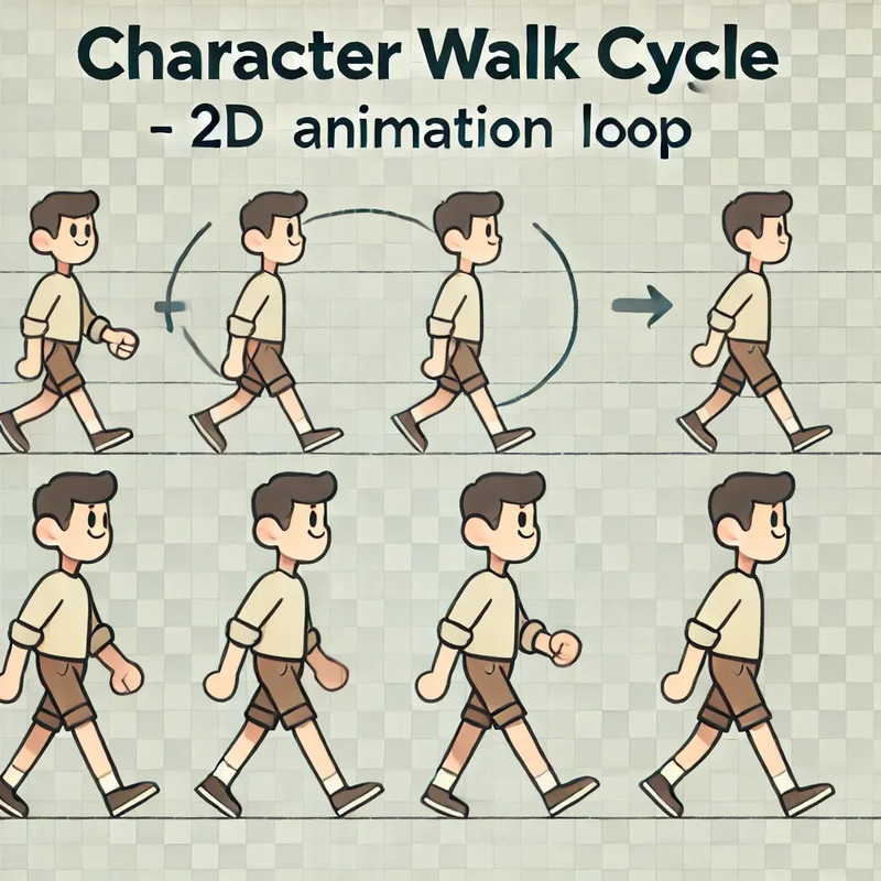 Character Walk Cycle - 2D Animation Loop - Seamless Animated Character Walk Cycles for 2D Video Projects and Game Design