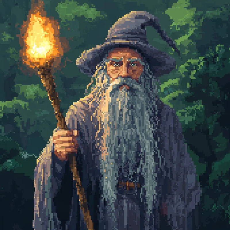 Wise Old Wizard Pixel Portrait - Detailed Pixel Art Character for Games and Digital Storytelling