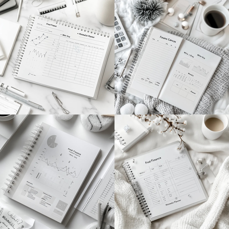 Frost Finance Canvas - White-Gray Minimalist Planner - Sleek Financial Organizer for Personal and Business Budgeting Efficiency