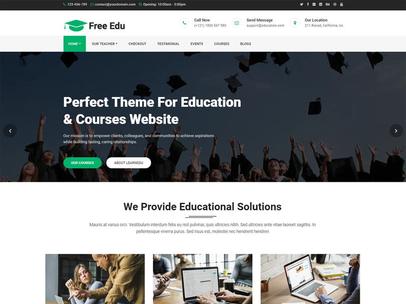 Free Education WP Theme - Modern Responsive WordPress Theme for Educational Websites and E-Learning Platforms