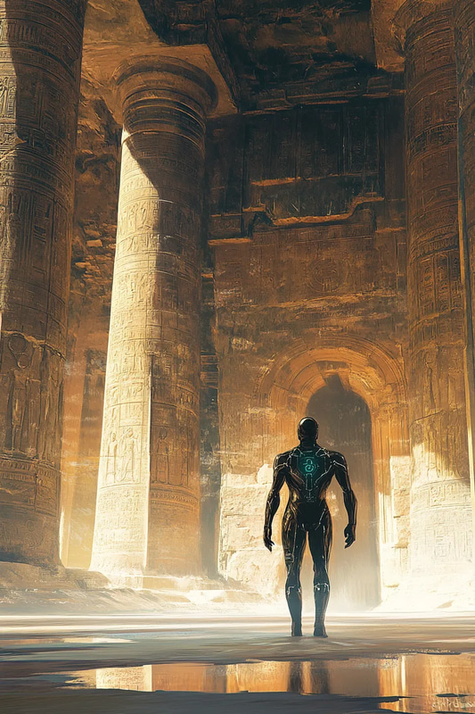 Ancient Civilization Witnessing a Temporal Rift - Sci-Fi Cosmic Time Travel Art for Visionary Creators and Futuristic Projects