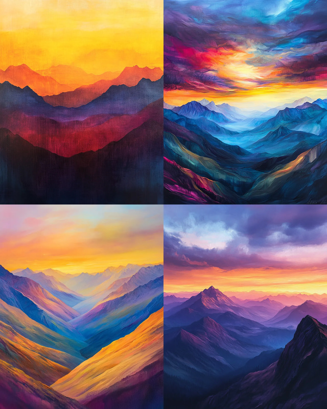 Panoramic Mountain View - Serene Sunlit Landscape Art for Tranquil Spaces and Creative Projects