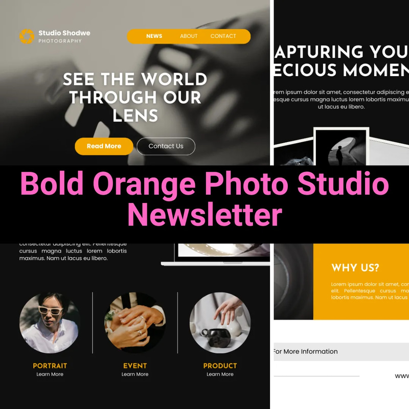 Bold Orange Photo Studio Newsletter - Vibrant Email & Signature Templates for Professional Business Communication