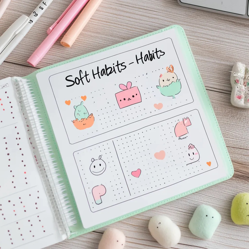 Soft Habits Cute Habit Tracker Planner - Charming Self-Care and Productivity Organizer for Mindful Lifestyles