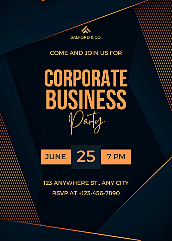 Orange Blue Geometric Party Invitation - Modern Business & Event Invitation Template for Professional Communications