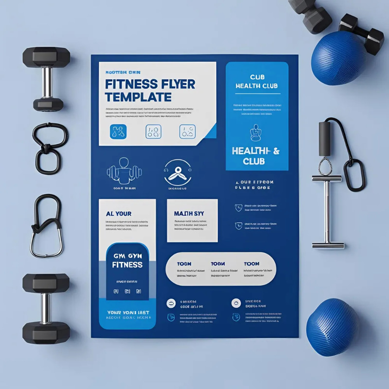 Blue Fitness Flyer Template - Gym & Health Club Design - Modern Marketing Asset for Health & Wellness Promotions
