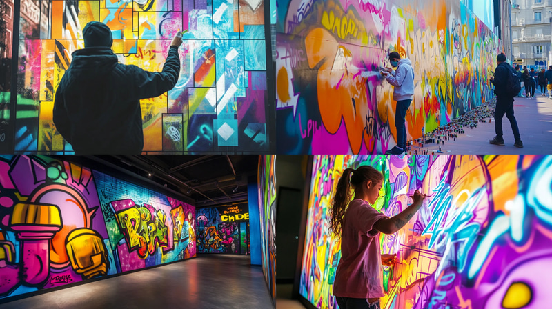 Magnetic Graffiti Art Wall - Interactive Urban Street Art for Creative Spaces and Community Engagement