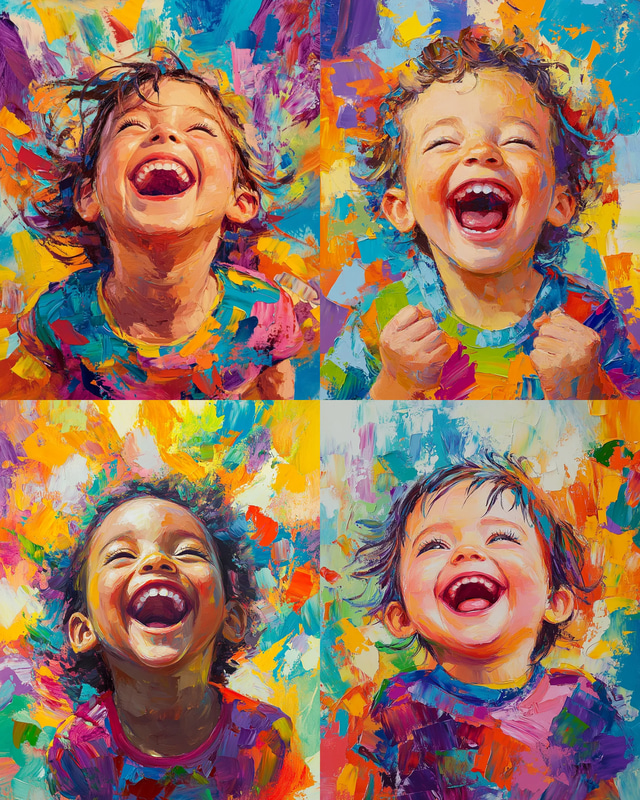 Joyful Laughing Child Portrait - Timeless Canvas Legacy Art for Emotional and Heartfelt Spaces