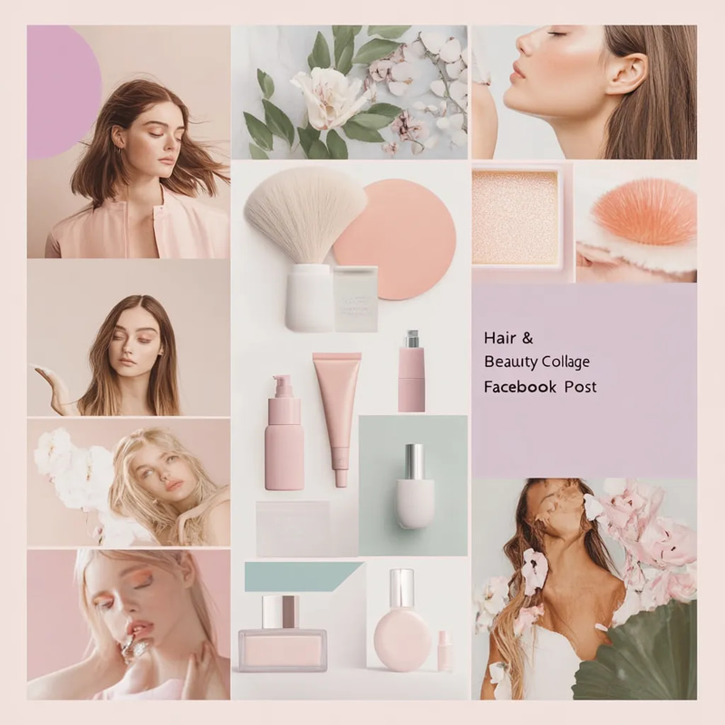 Hair & Beauty Collage Facebook Post - Stylish SocialReach Templates for Engaging Beauty Brand Ads and Facebook Content