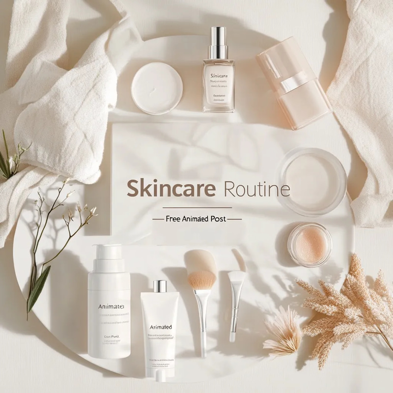 Skincare Routine Free Animated Post - Dynamic Animated Social Media Template for Beauty Brands and Influencers