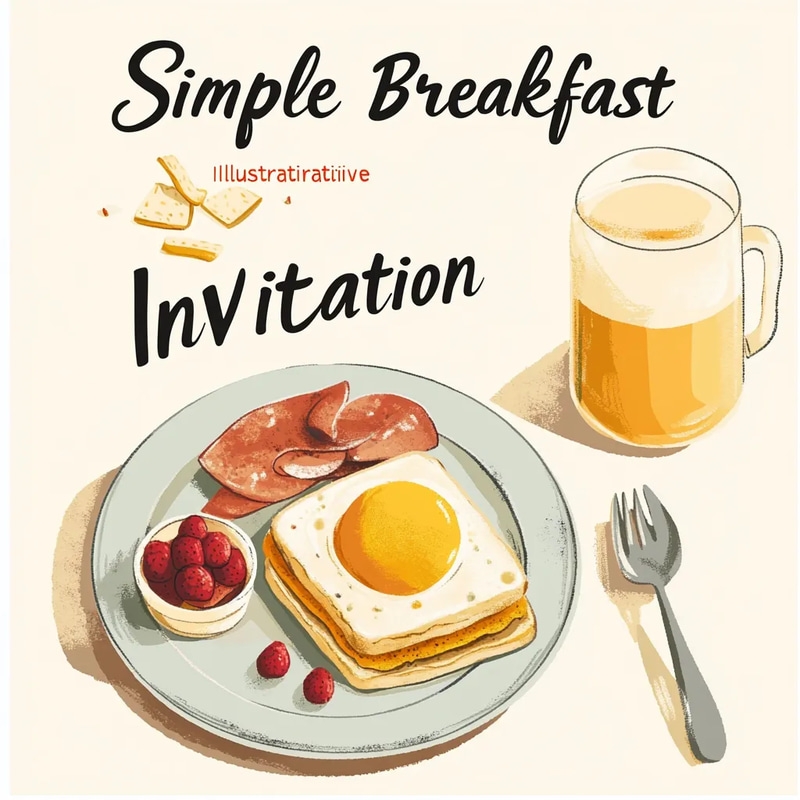 Simple Breakfast Illustrative Invitation - Charming Food-Themed Greeting for Casual Events and Personal Celebrations